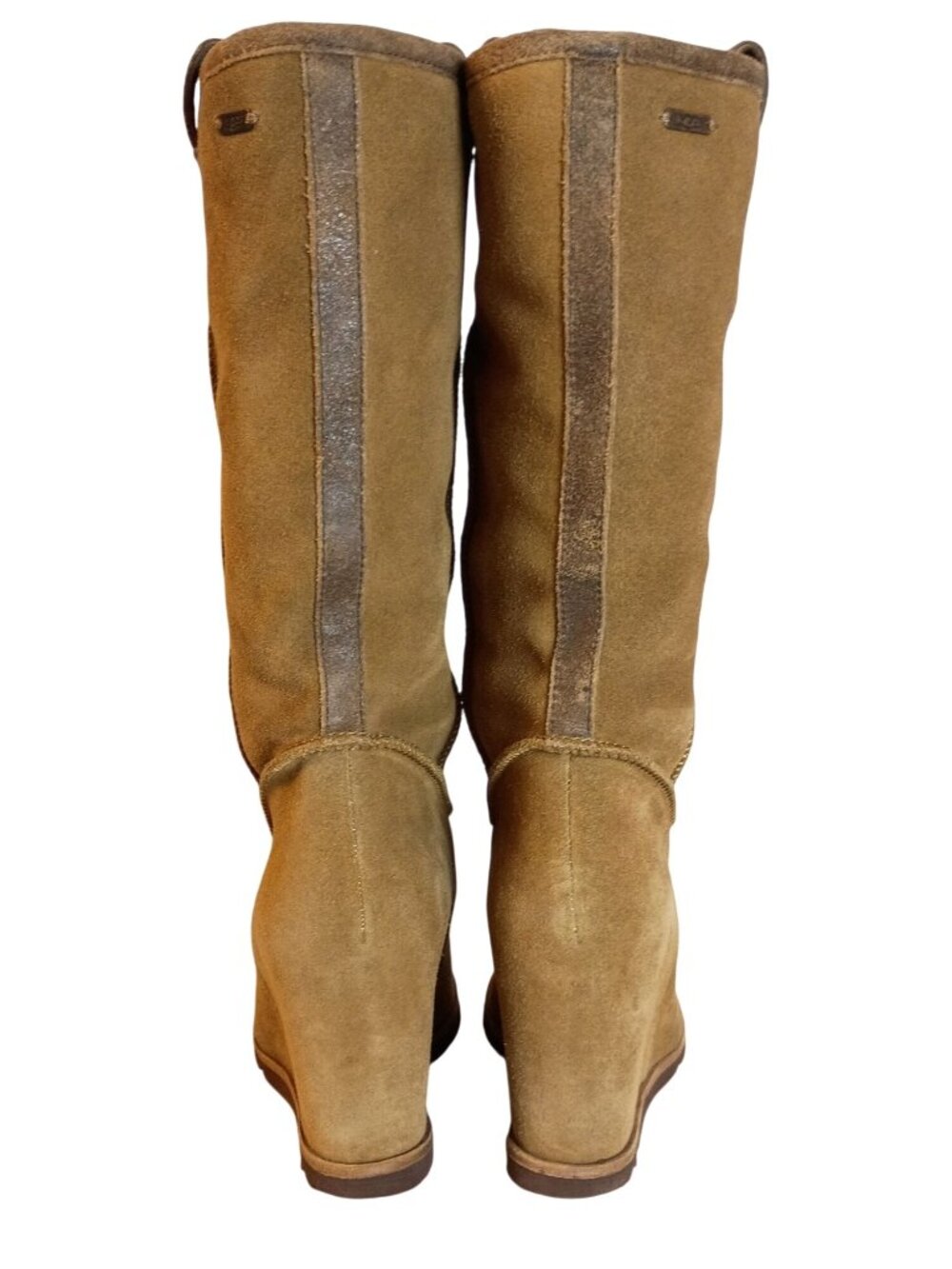 UGG Soleil Womens 8.5 Chestnut Suede Tall Knee High Wedge Shearling Boots - Picture 9 of 11